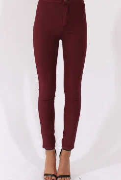 Rebellious Fashion Wine High Waisted Skinny Jeans - Riley