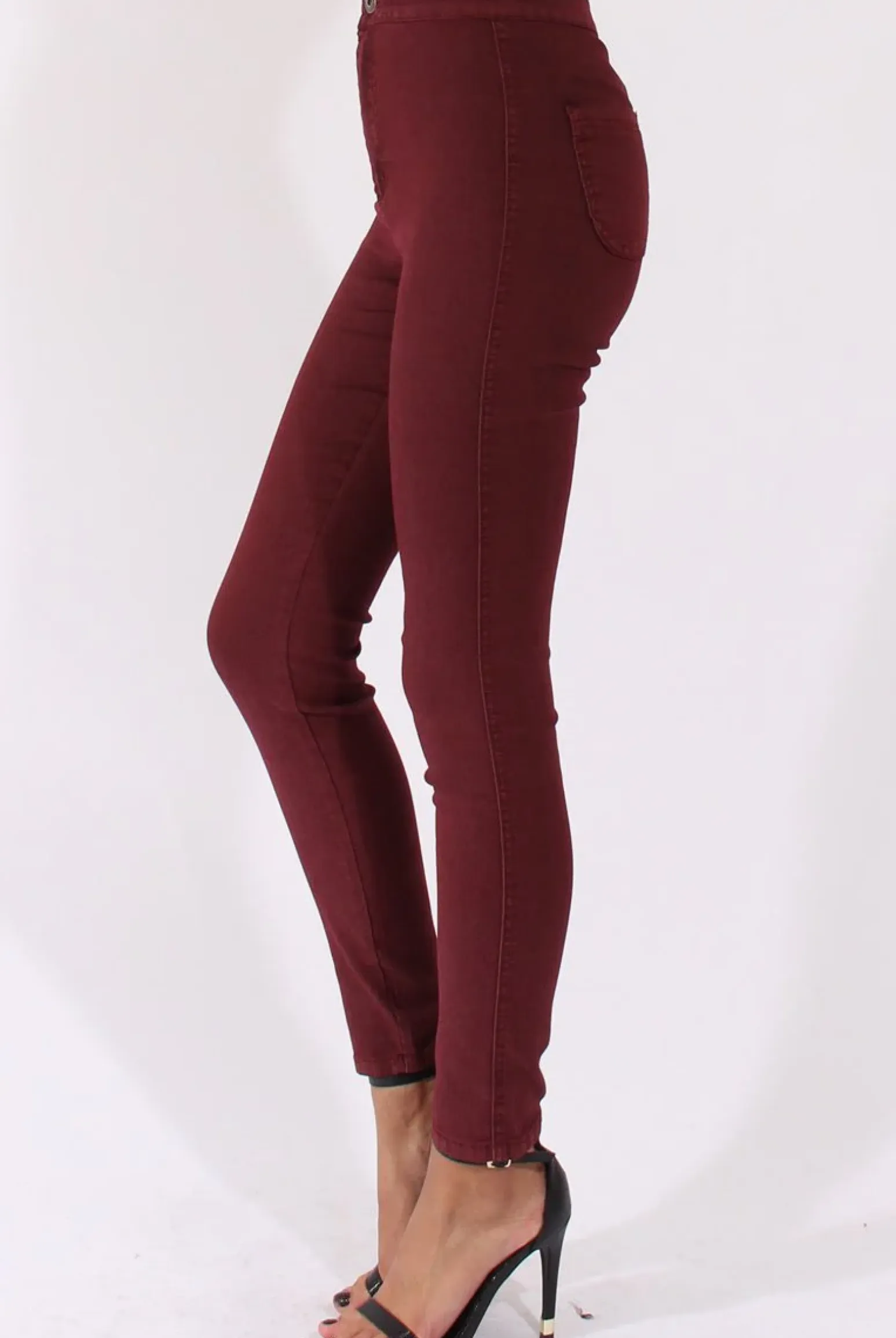 Rebellious Fashion Wine High Waisted Skinny Jeans - Riley