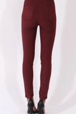 Rebellious Fashion Wine High Waisted Skinny Jeans - Riley