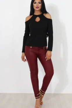 Rebellious Fashion Wine High Waisted Skinny Jeans-Joffy