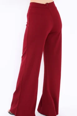Rebellious Fashion Wine High Waist Flare Trousers -Tisha