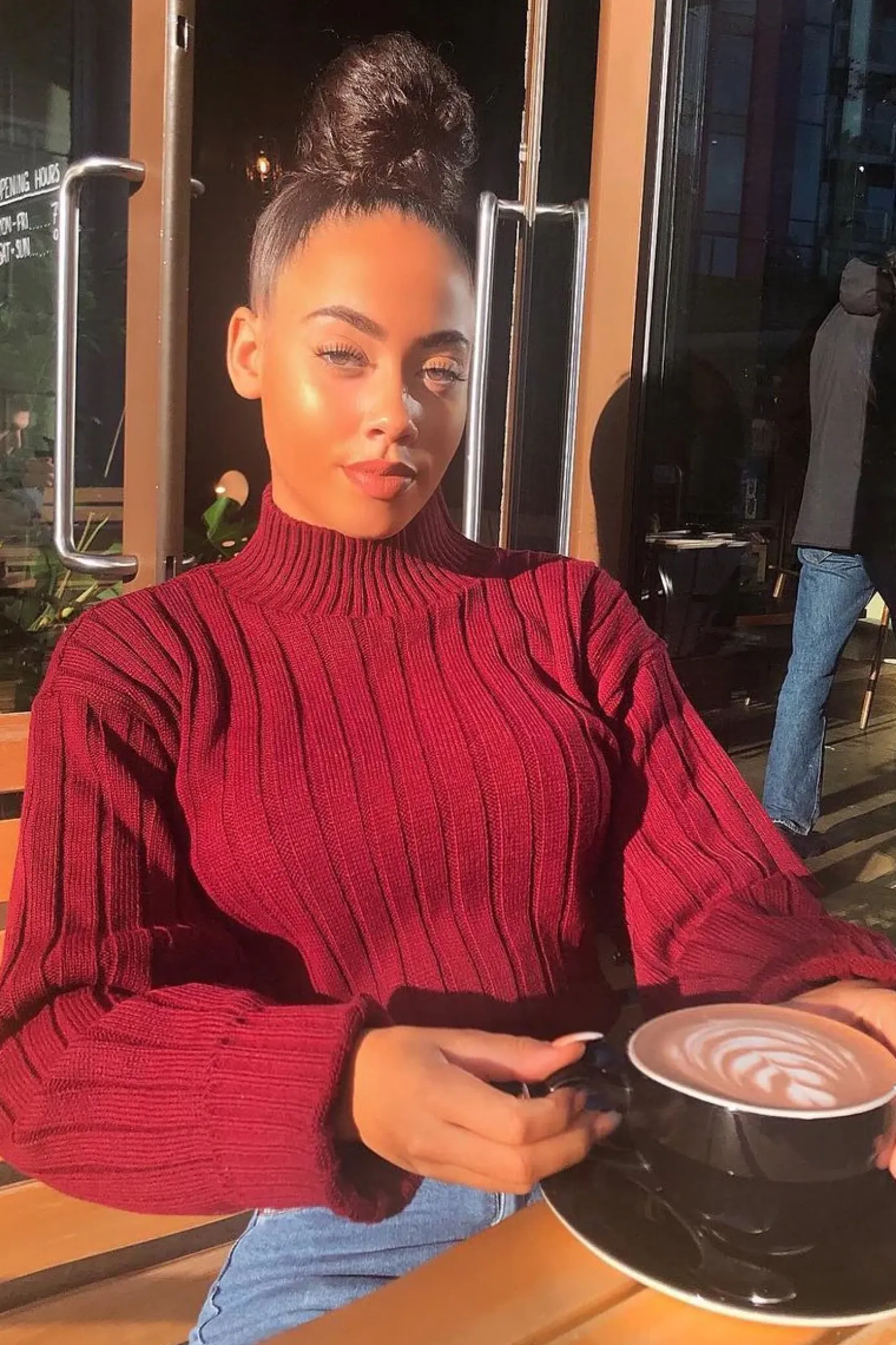 Rebellious Fashion Wine Knit High Neck Jumper - Jaelynn