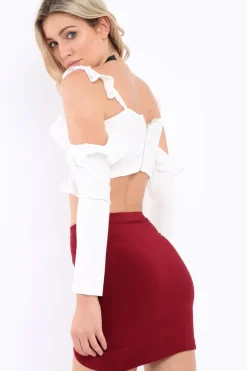 Rebellious Fashion Wine Knotted Detail Body-con Skirt - Ibiza