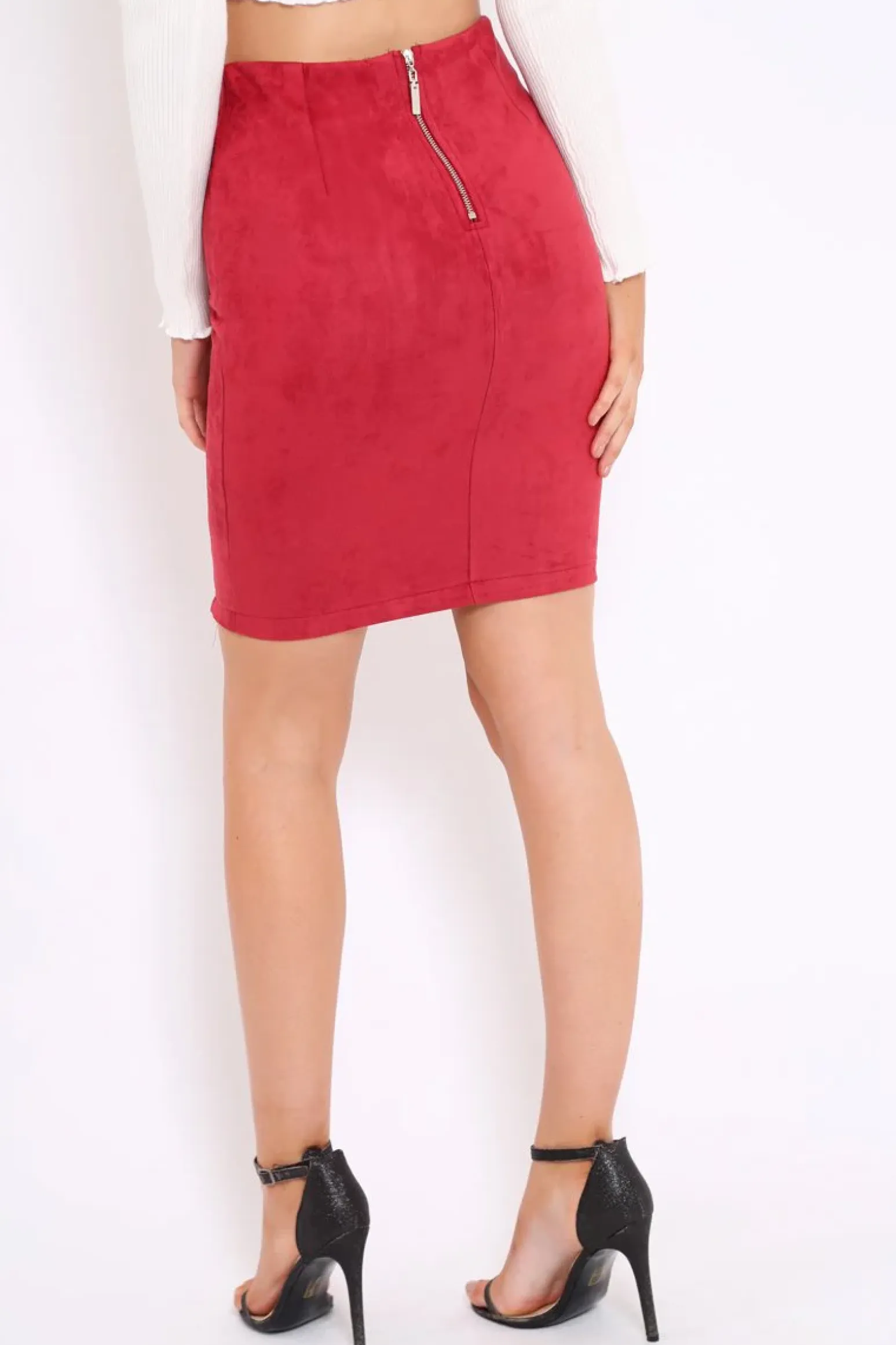 Rebellious Fashion Wine Lace Up Suedette Skirt - Jenna