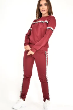 Rebellious Fashion Wine Love Slogan Tape Loungewear Set - Kaisy