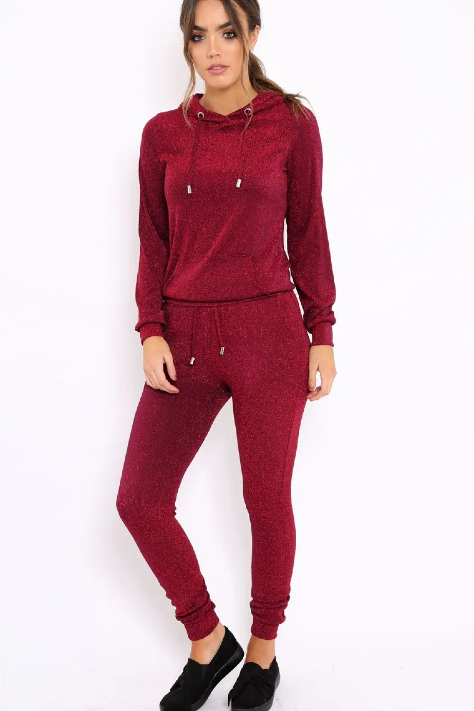 Rebellious Fashion Wine Metallic Tracksuit - Sinead