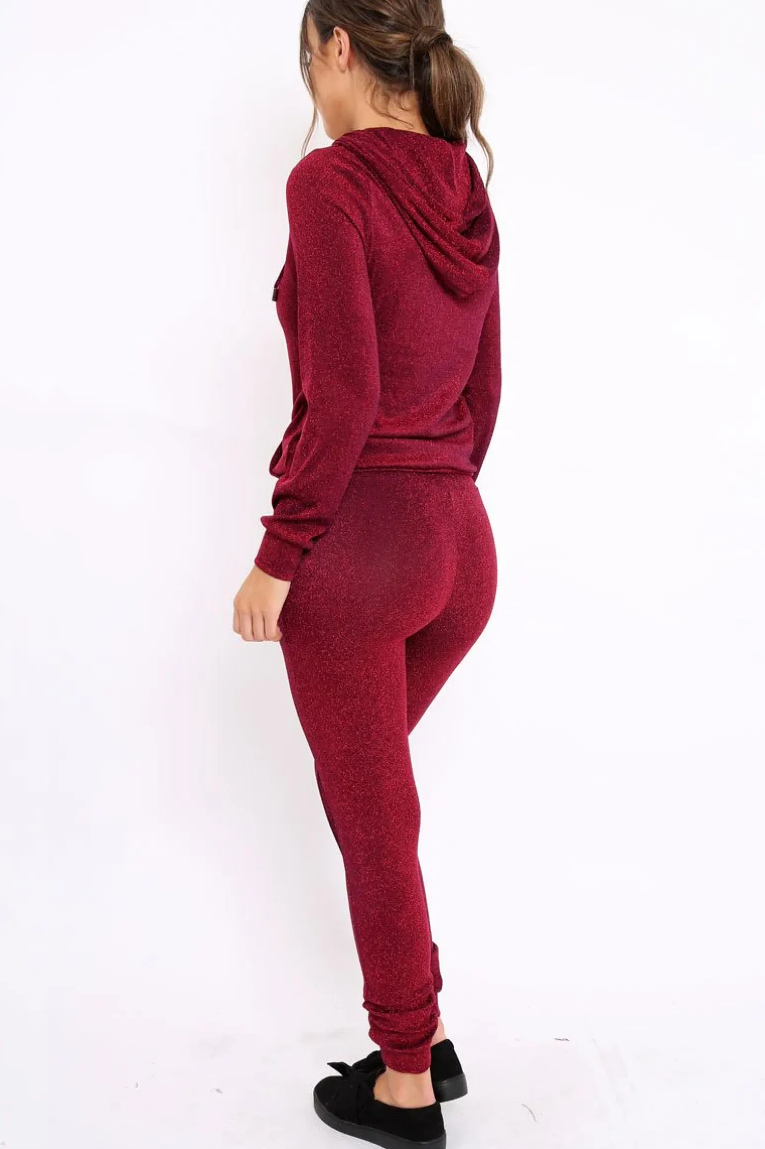 Rebellious Fashion Wine Metallic Tracksuit - Sinead
