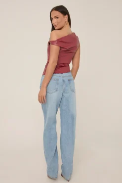 Rebellious Fashion Wine One Shoulder Faux Leather Top - Larissa