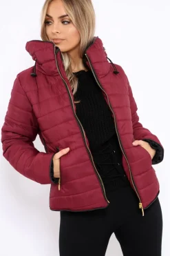 Rebellious Fashion Wine Padded Coat - Zara