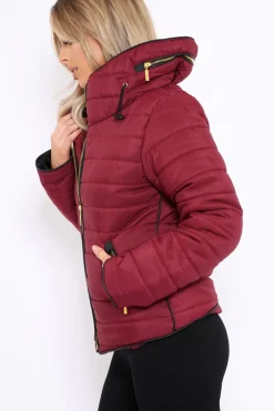 Rebellious Fashion Wine Padded Coat - Zara