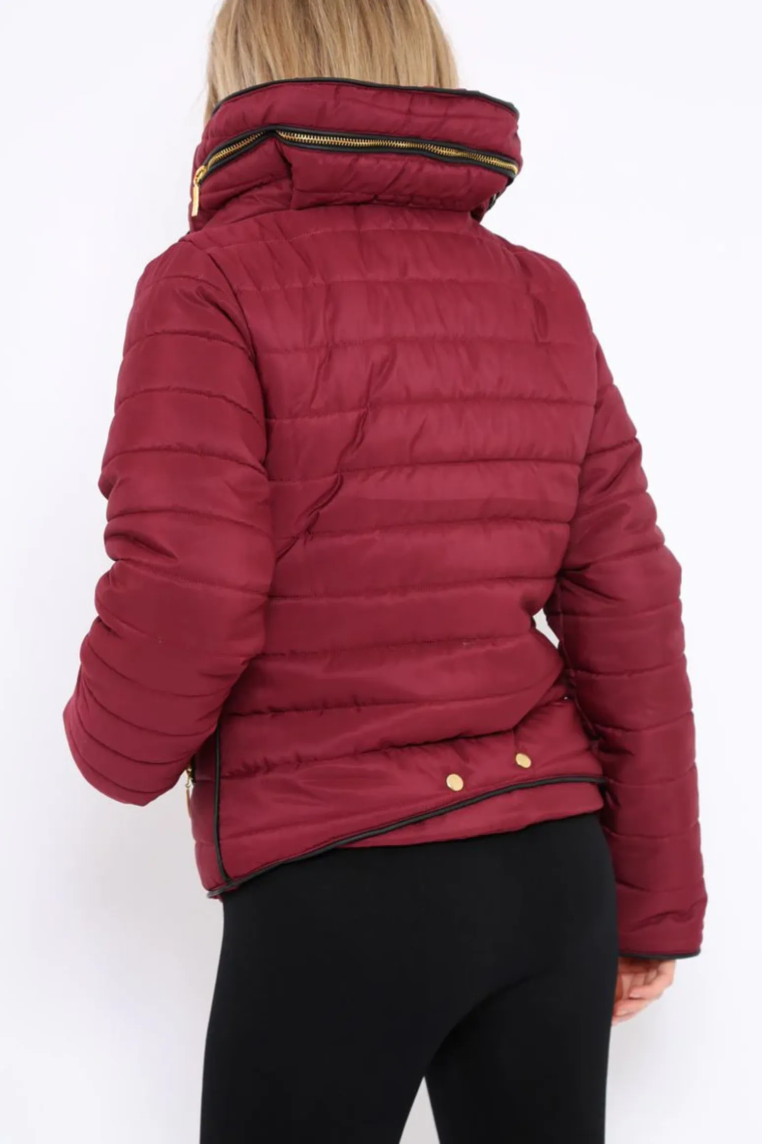 Rebellious Fashion Wine Padded Coat - Zara