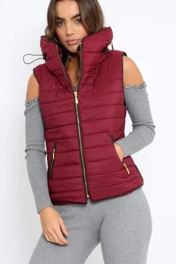 Rebellious Fashion Wine Padded Gilet - Ariella