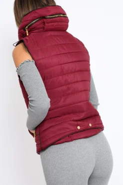 Rebellious Fashion Wine Padded Gilet - Ariella