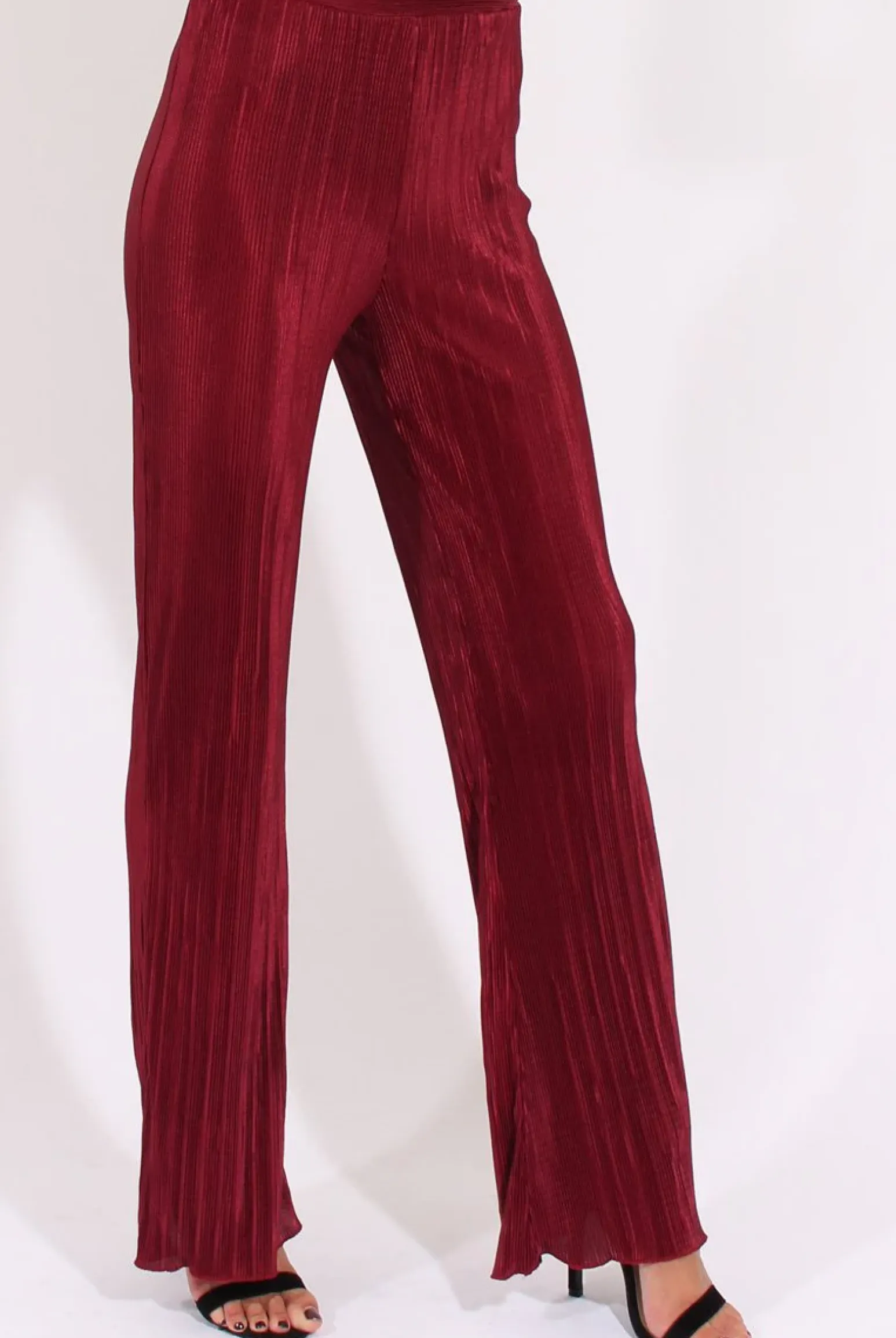 Rebellious Fashion Wine Pleated Long High Waisted Trousers - Jojo