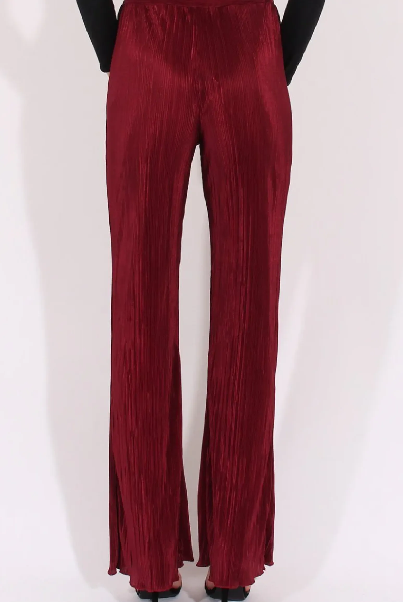 Rebellious Fashion Wine Pleated Long High Waisted Trousers - Jojo