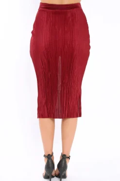 Rebellious Fashion Wine Pleated Wrap Over Skirt - Monica