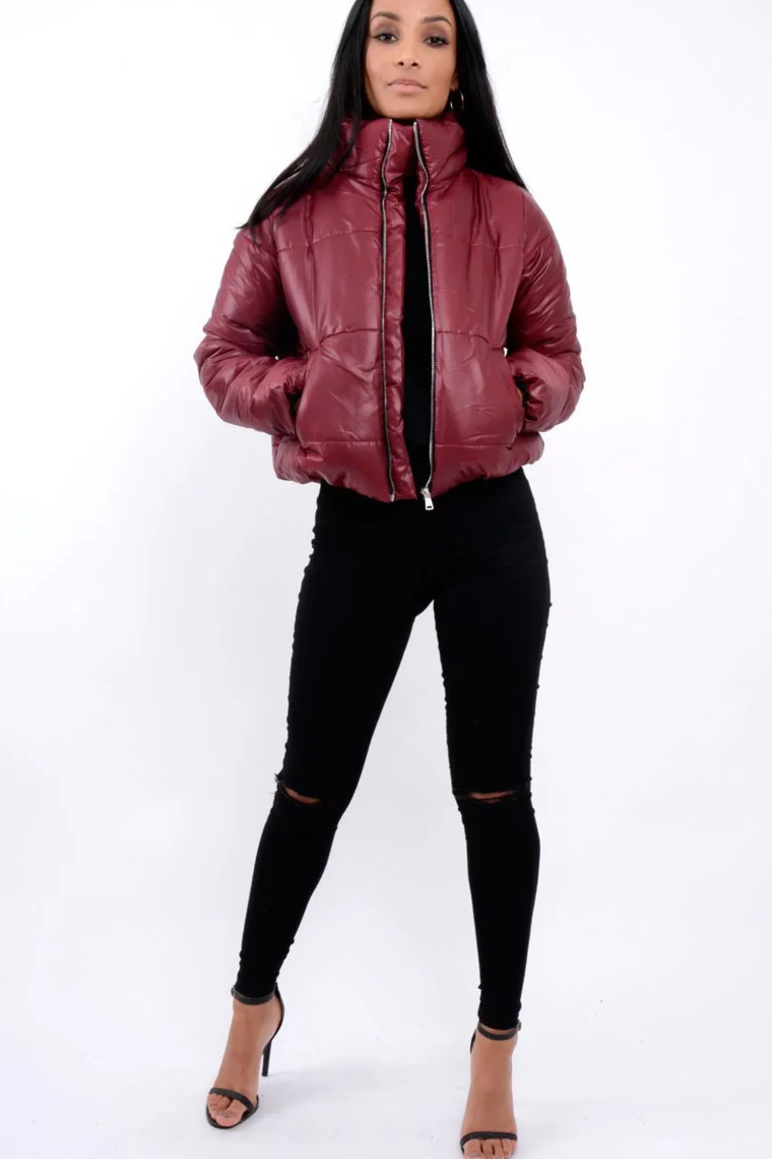 Rebellious Fashion Wine Puffer Coat - Alyssa