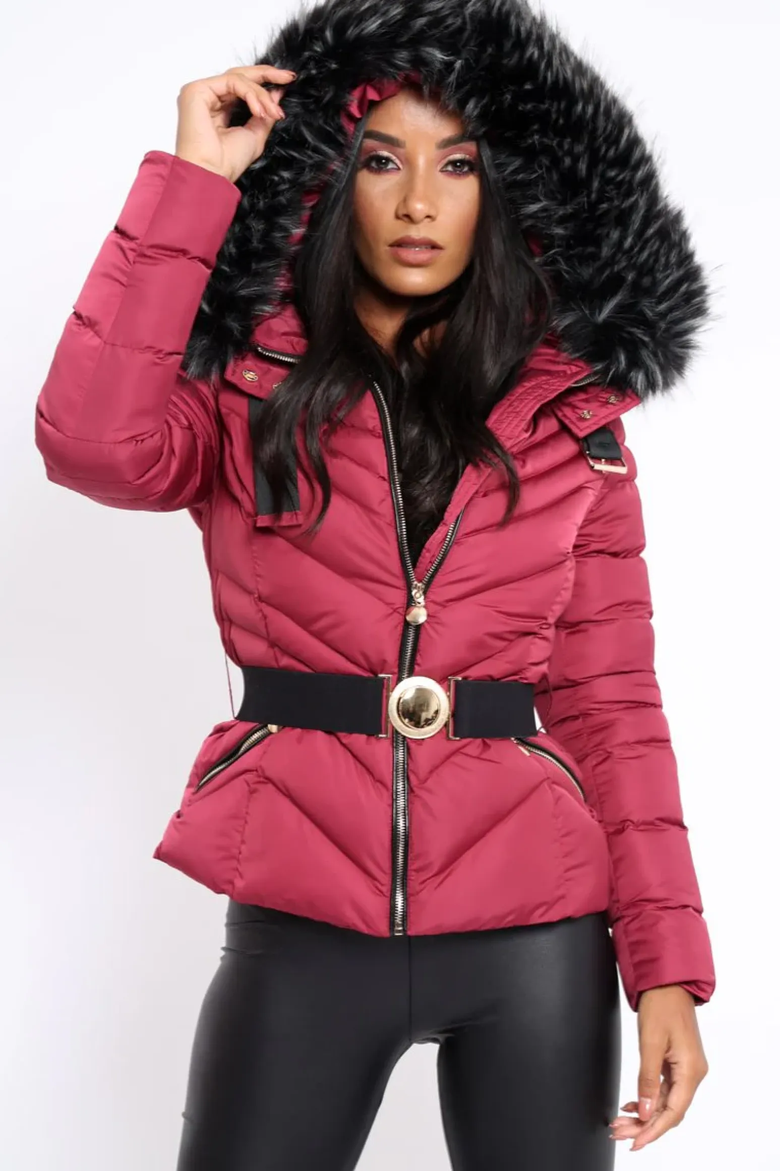 Rebellious Fashion Wine Quilted Coat - Poppie