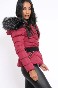 Rebellious Fashion Wine Quilted Coat - Poppie