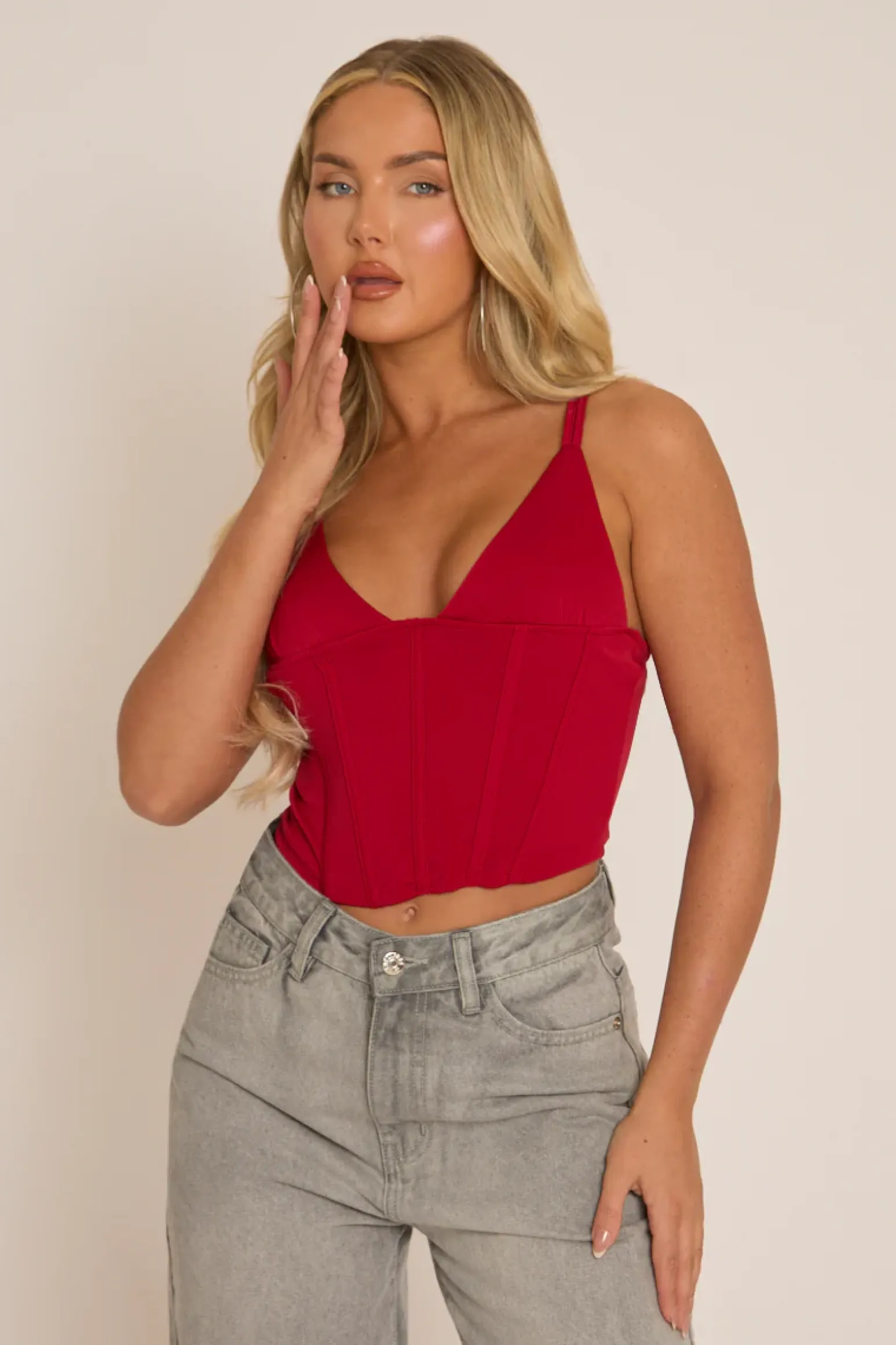 Rebellious Fashion Wine Strappy Corset Top - Tamsin