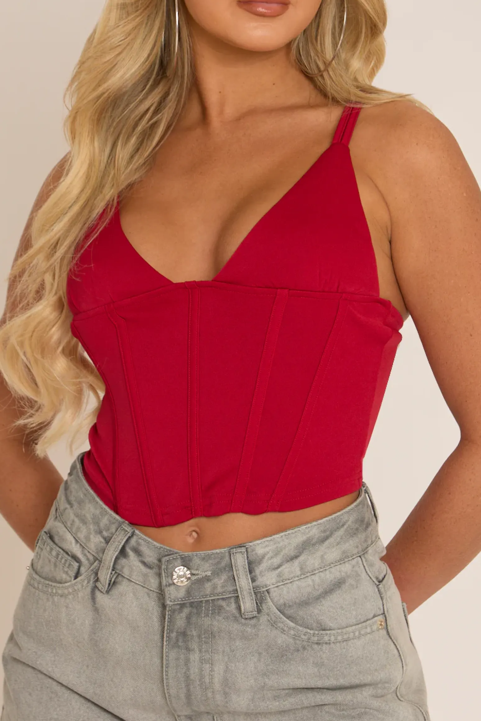 Rebellious Fashion Wine Strappy Corset Top - Tamsin