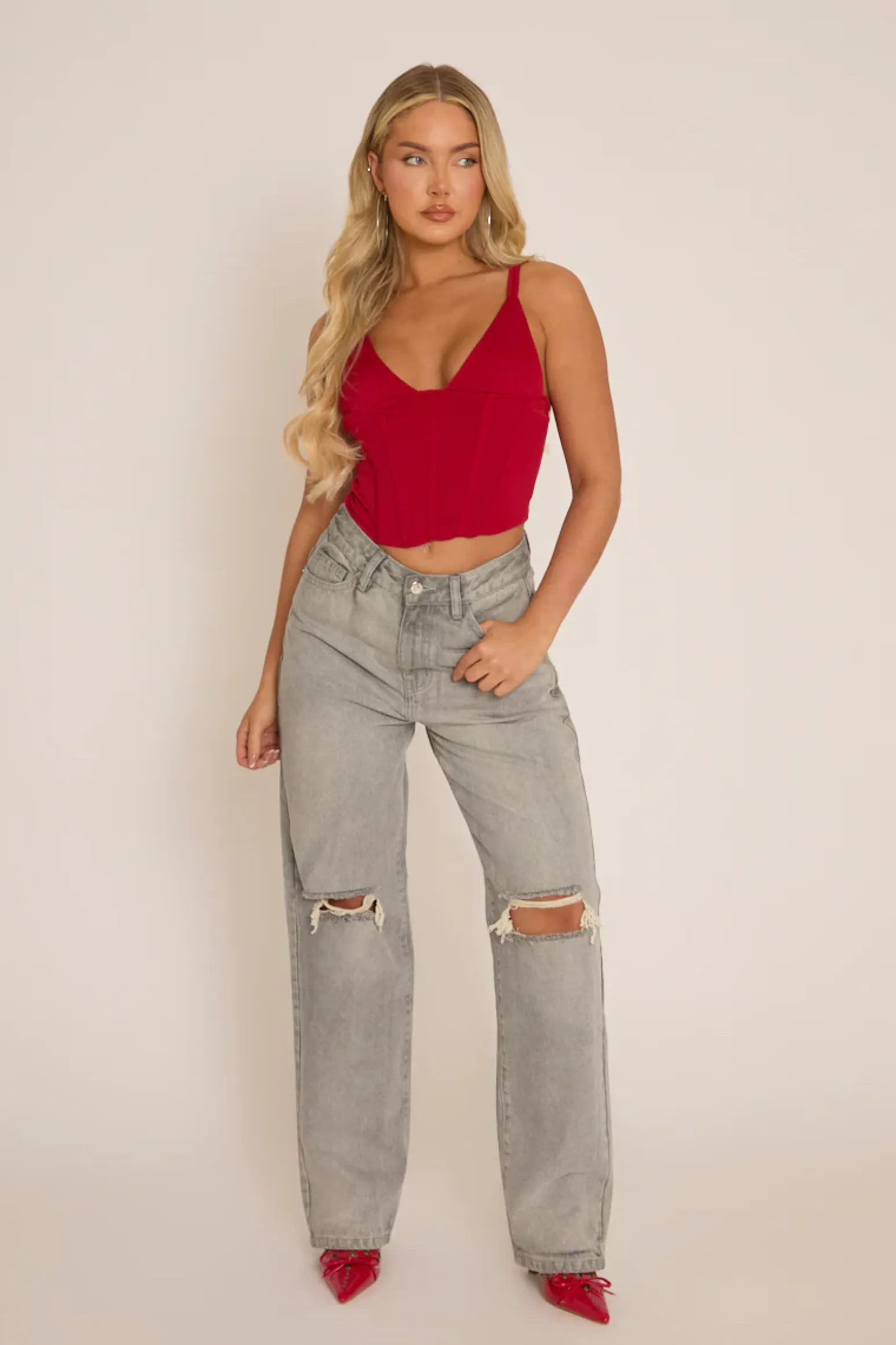 Rebellious Fashion Wine Strappy Corset Top - Tamsin