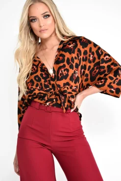 Rebellious Fashion Wine Tailored Wide Leg Belted Trousers - Chenelle
