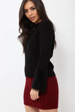 Rebellious Fashion Wine Thick Knit Bodycon Skirt - Kristy