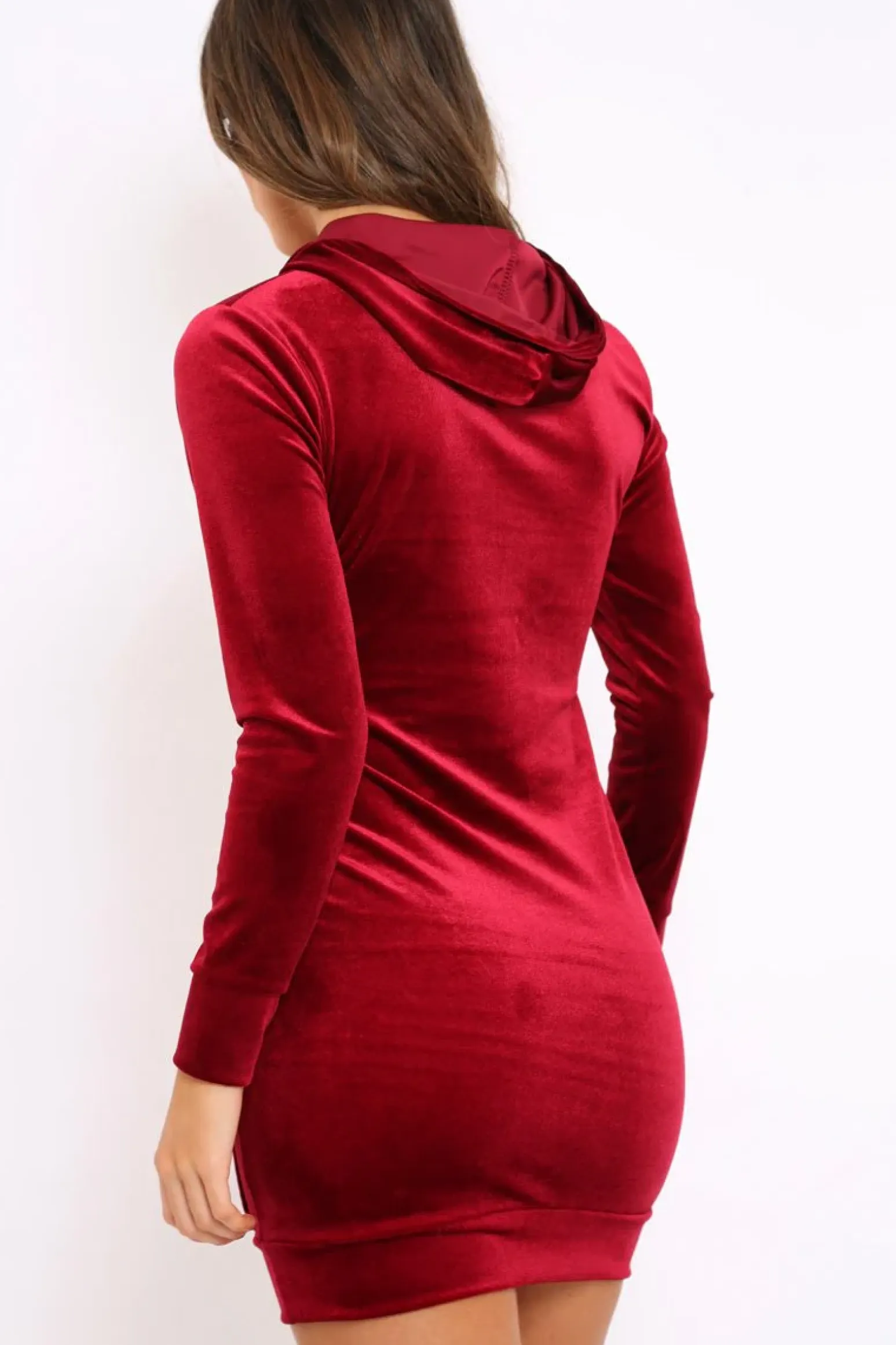 Rebellious Fashion Wine Velvet Hooded Dress - Bethan