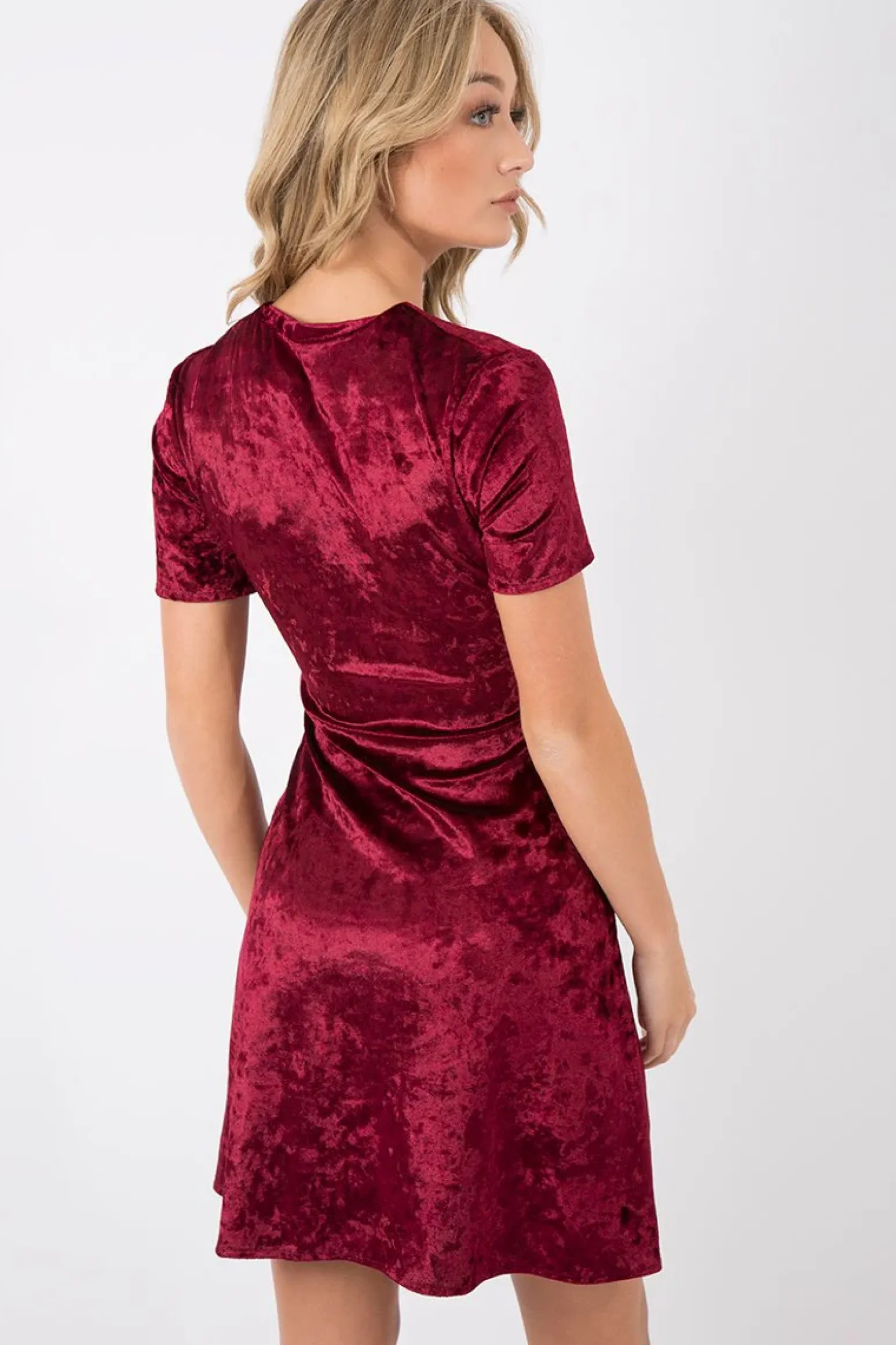 Rebellious Fashion Wine Velvet Lace Up Skater Dress - Taylah