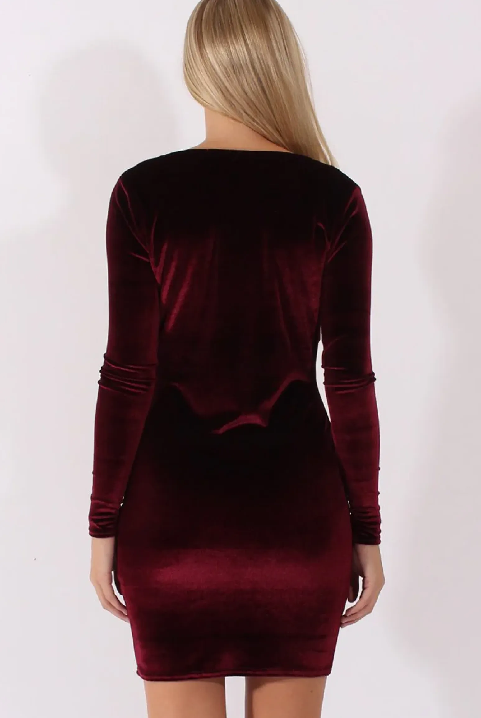 Rebellious Fashion Wine Velvet Long Sleeve Cowl Neck Dress - Asteroid