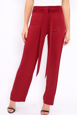 Rebellious Fashion Wine Wide Legged Pleated Trousers - Chantel