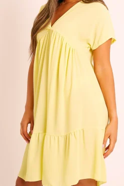 Rebellious Fashion Yellow Plunge Smock Dress - Cambriella