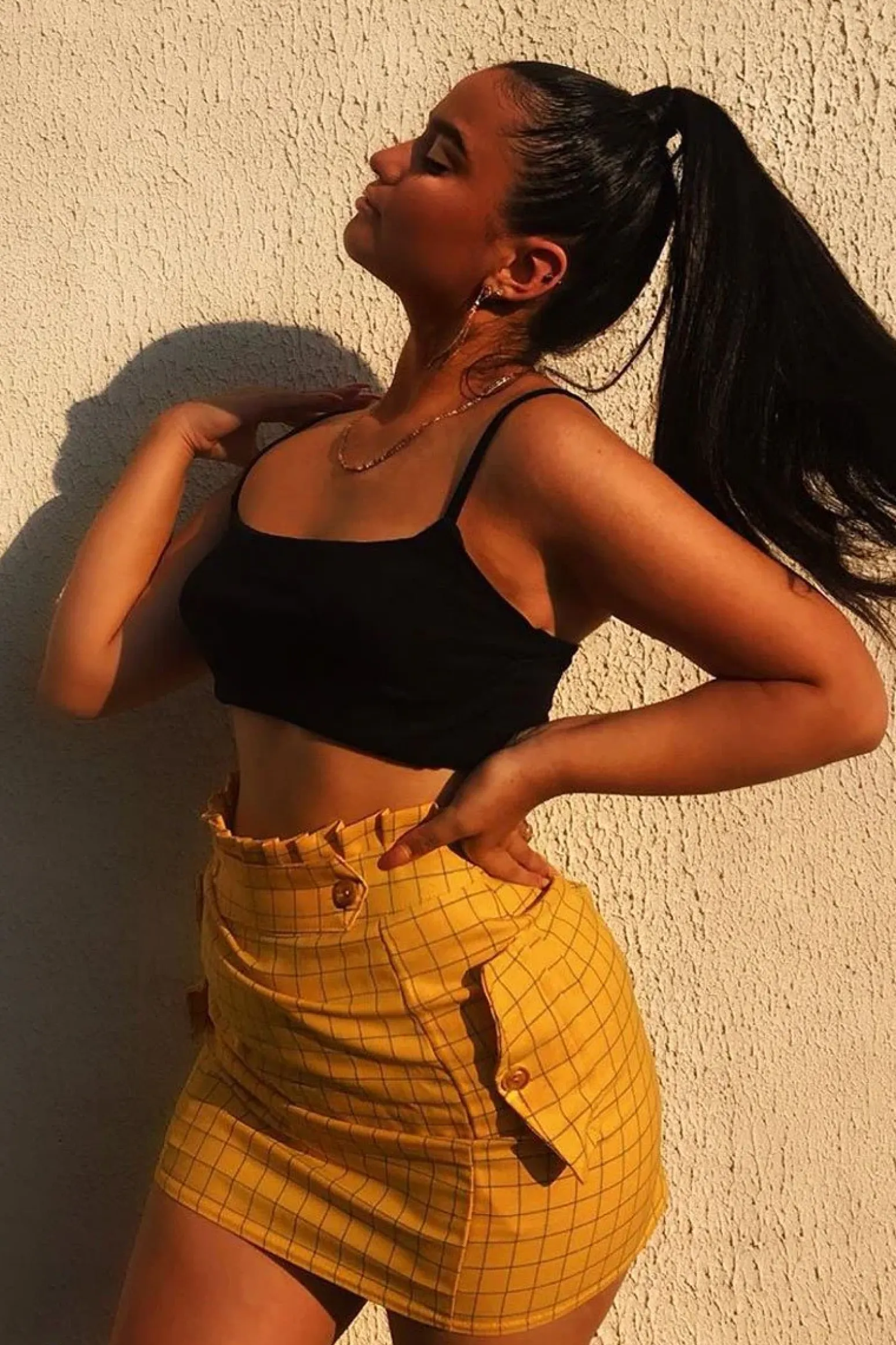 Rebellious Fashion Yellow Blue Check Ruffle Waist Zip Front Skirt - Izzie