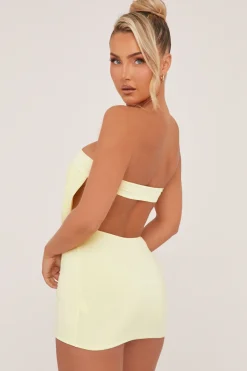 Rebellious Fashion Yellow Buckle Detail Cropped Top & Mini Skirt Co-ord Set - Charlotte