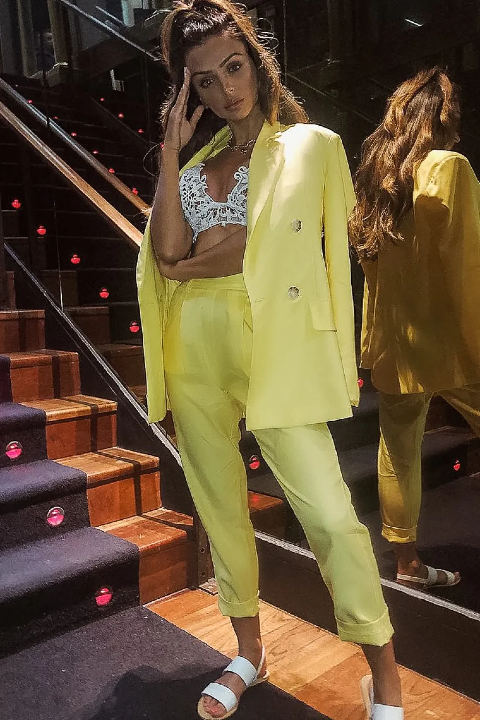 Rebellious Fashion Yellow Button Front Blazer Belted Trousers Suit Co-Ord - Millie