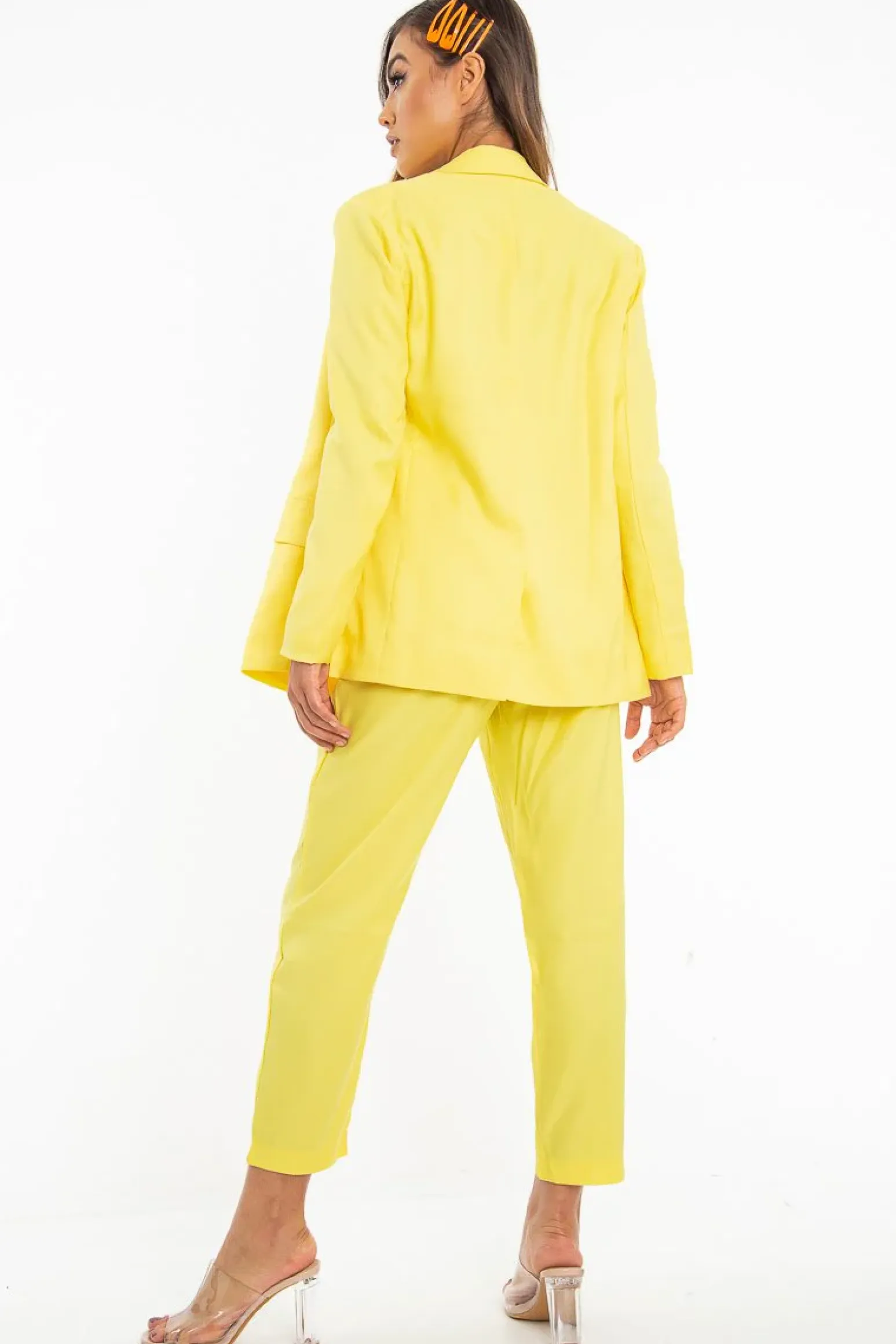 Rebellious Fashion Yellow Button Front Blazer Belted Trousers Suit Co-Ord - Millie