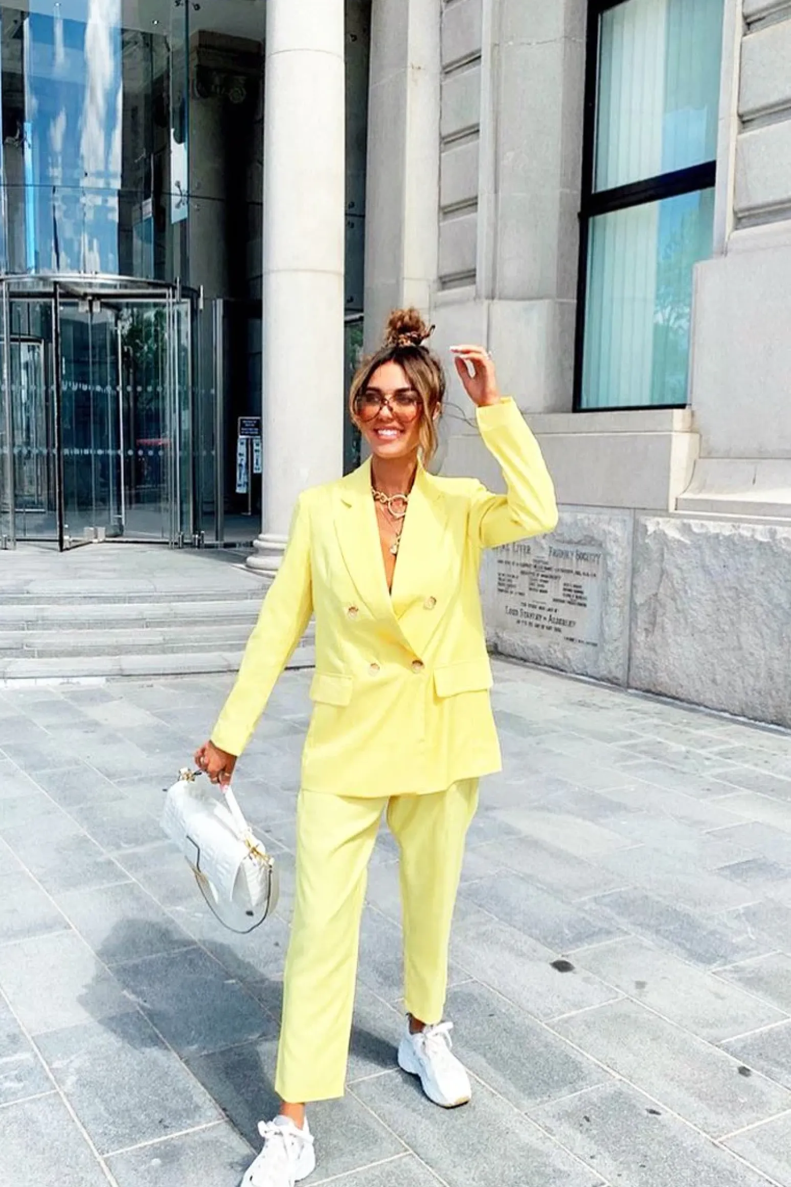 Rebellious Fashion Yellow Button Front Blazer Belted Trousers Suit Co-Ord - Millie
