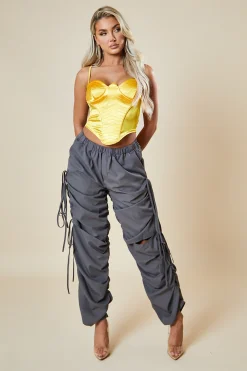 Rebellious Fashion Yellow Corset Detail Top - Magnolia