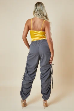 Rebellious Fashion Yellow Corset Detail Top - Magnolia