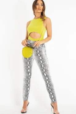 Rebellious Fashion Yellow Cut Out Racer Neck Sleeveless Bodysuit - Kourtney