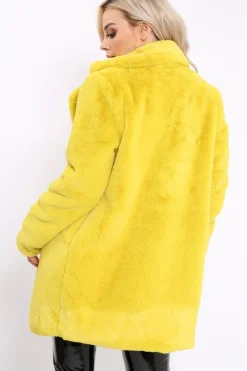 Rebellious Fashion Yellow Faux Fur Coat - Kinleigh