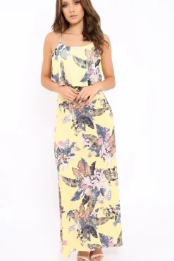 Rebellious Fashion Yellow Floral Cami Maxi Dress - Kemmy