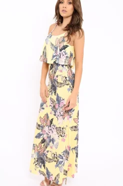 Rebellious Fashion Yellow Floral Cami Maxi Dress - Kemmy