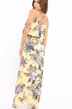 Rebellious Fashion Yellow Floral Cami Maxi Dress - Kemmy