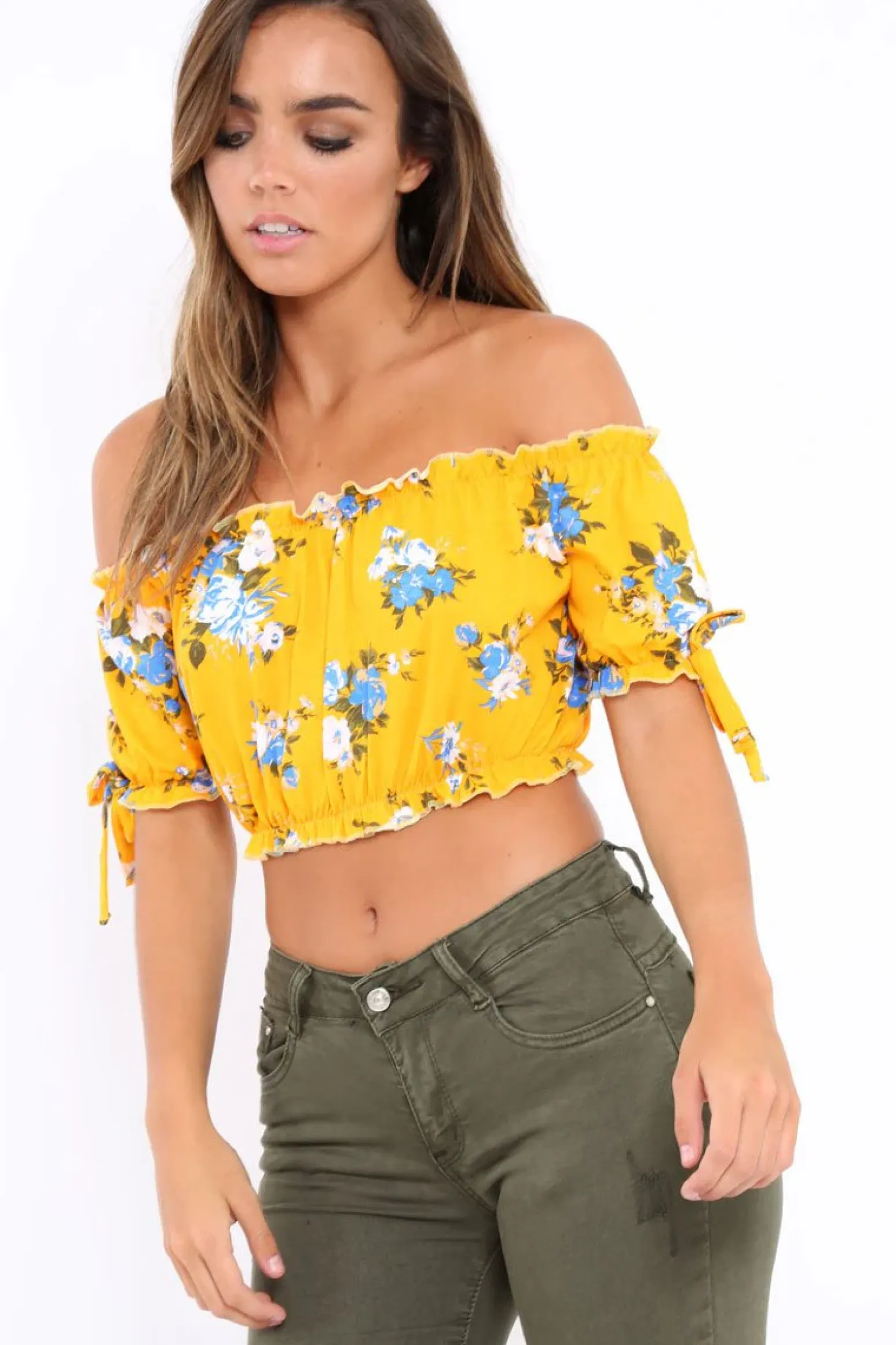 Rebellious Fashion Yellow Floral Frill Gypsy Top - Maysia