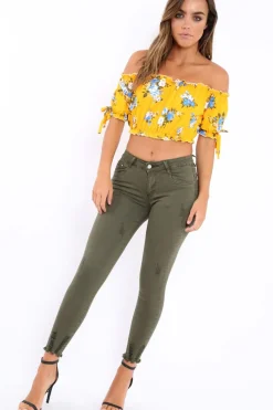Rebellious Fashion Yellow Floral Frill Gypsy Top - Maysia