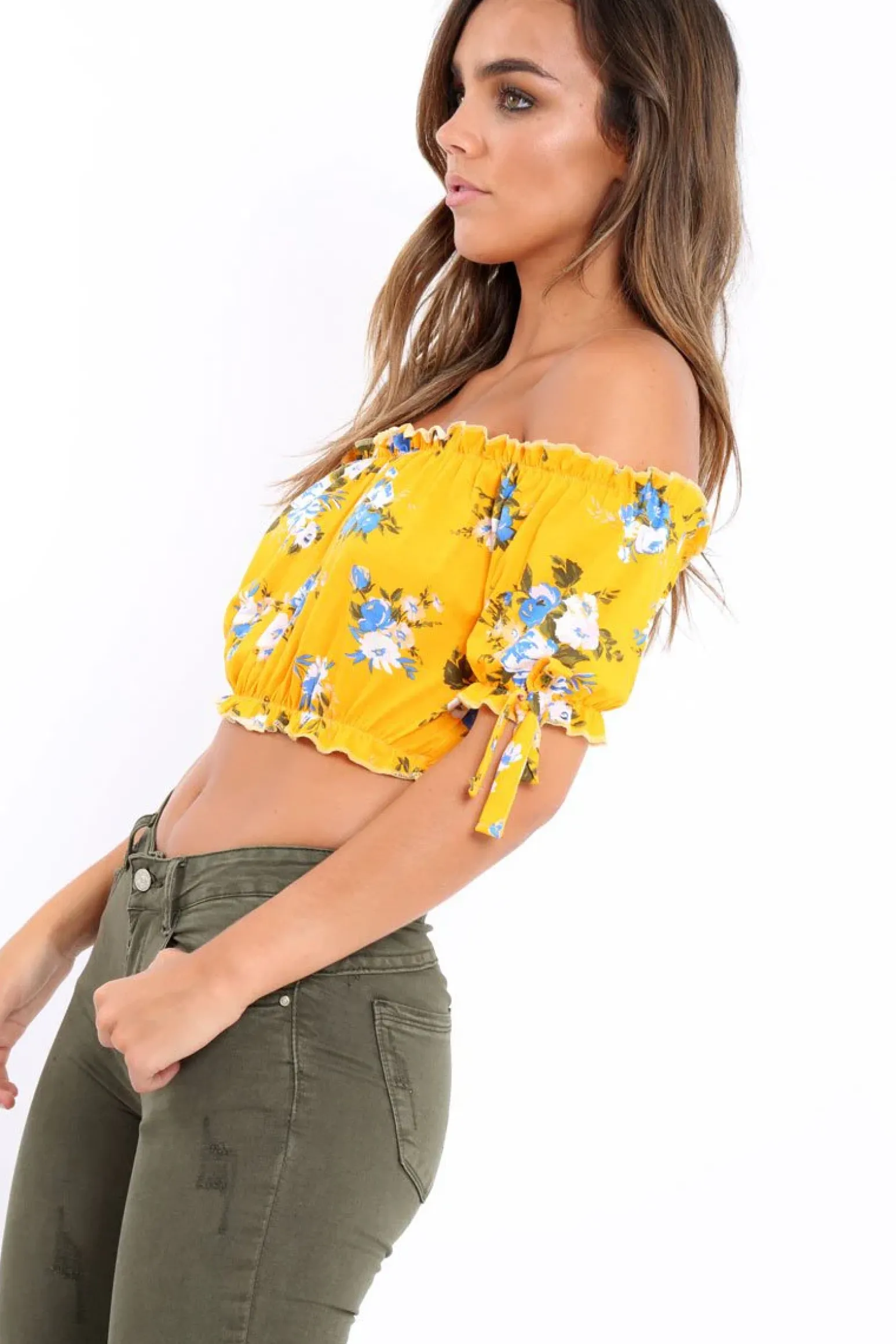 Rebellious Fashion Yellow Floral Frill Gypsy Top - Maysia