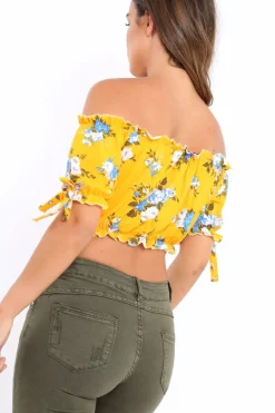 Rebellious Fashion Yellow Floral Frill Gypsy Top - Maysia