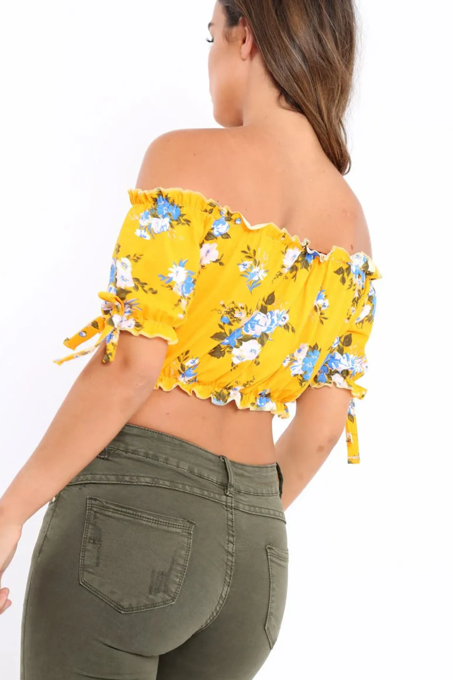 Rebellious Fashion Yellow Floral Frill Gypsy Top - Maysia